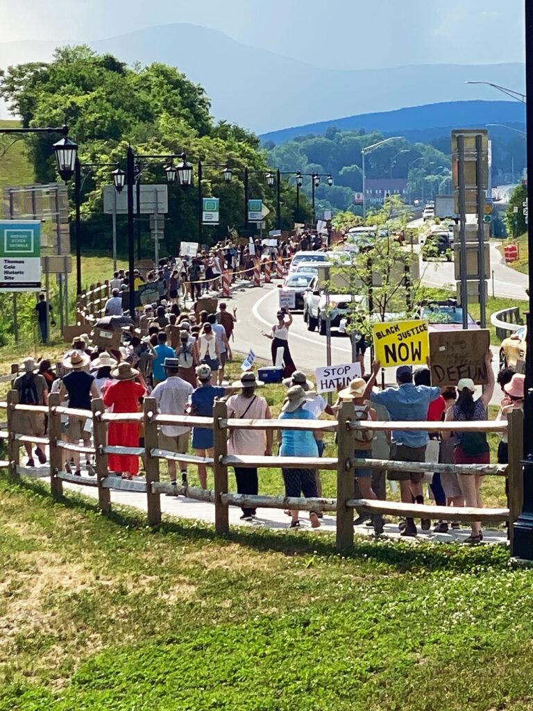A Black Lives Matter march proceeds across the Rip Van Winkle Bridge, June 20, 2020. Photo by Mark Prezorski
