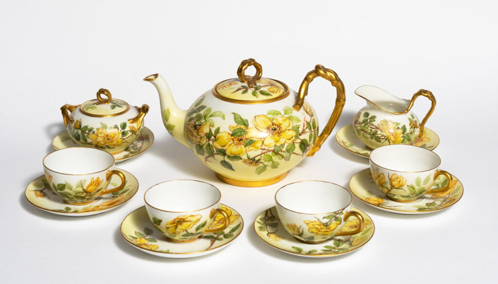 Emily Cole, Tea Pot, Cups and Saucers, Cream Pitcher and Sugar Bowl. Photo Pete Mauney, Courtesy Thomas Cole Historic Site