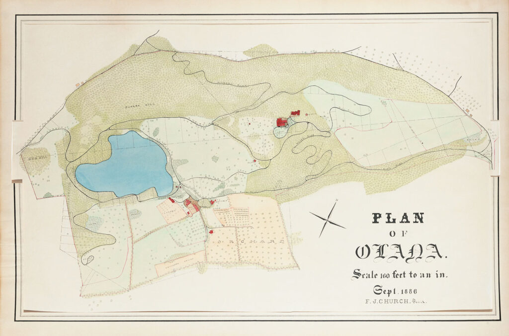 Frederic Joseph Church. Plan of Olana, 1886. Paper, ink & watercolor. New York State Office of Parks, Recreation & Historic Preservation. Olana State Historic Site. OL.1984.39