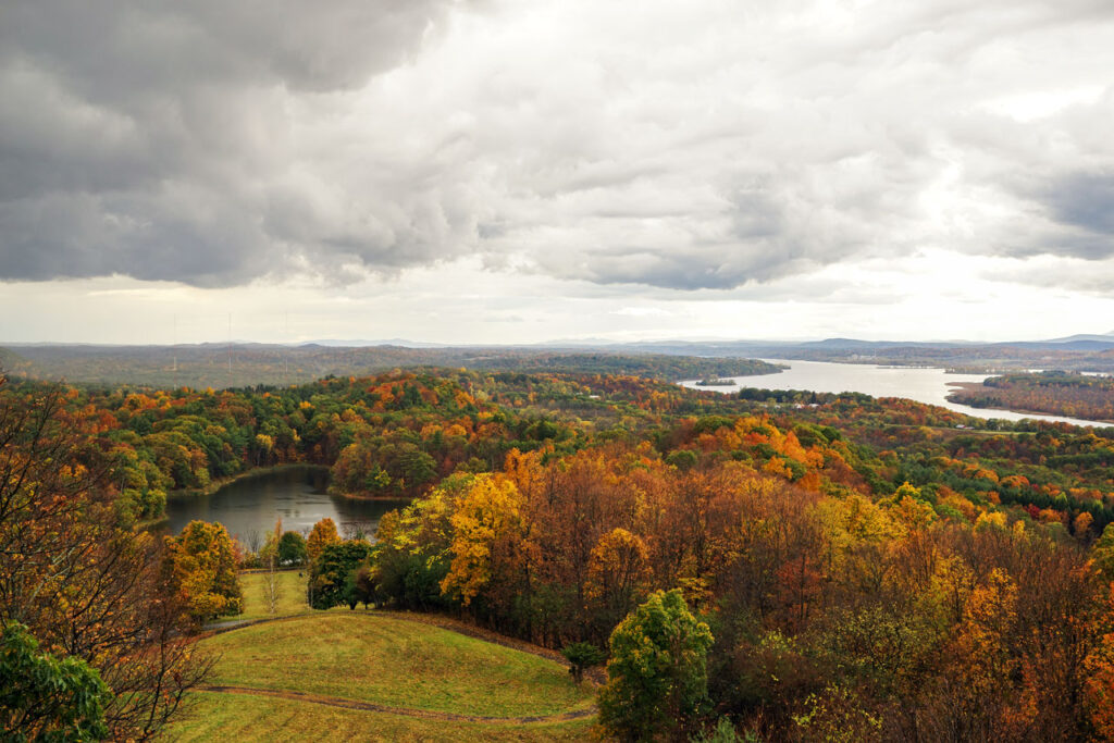 Inbocht Bay and "the bend in the river" (right) and the Olana Lake (left), October 2018. Photo by Annik LaFarge, author of Composing Olana