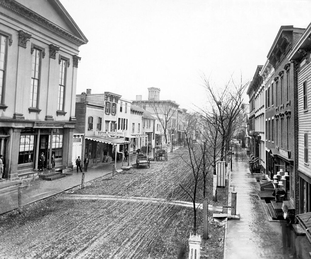 Warren Street, as Frederic Church would have known it. At left: City Hall, today's Hudson Hall. Photo Courtesy Hudson Hall