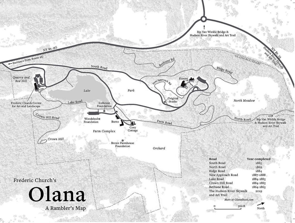 A Rambler's Map of Olana. Map by Marty Schnure