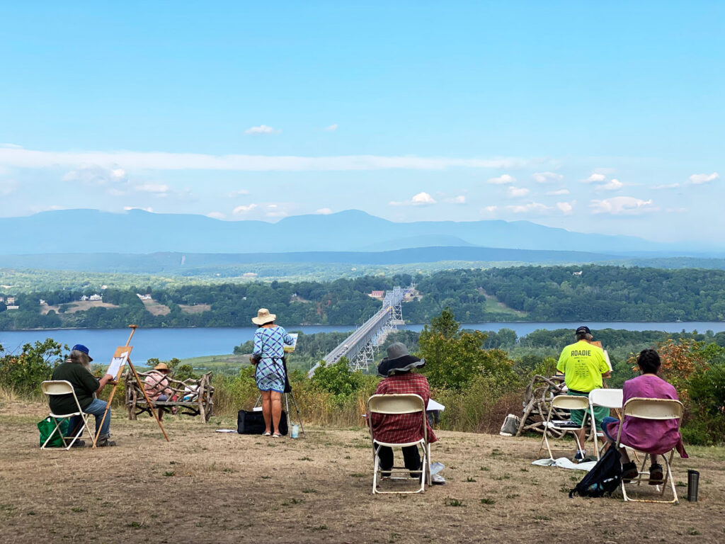 Artists working en plein air on Ridge Road, August 2022. Photo by Annik Annik LaFarge, author of Composing Olana