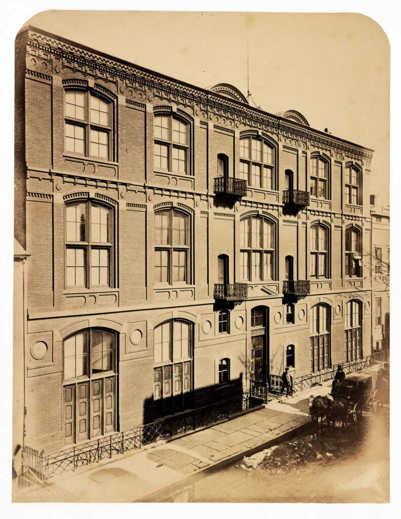 The Tenth Street Studio building as Frederic Church would have known it, ca. 1875, with architect Richard Morris Hunt standing outside the entrance. Photo: Library of Congress