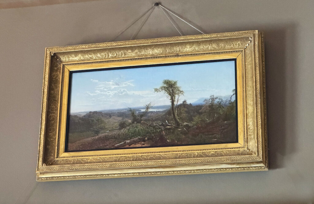 Hanging inside the Olana house: Arthur Parton's 1864 oil painting made from a spot near Church's studio and showing the expanse of The Park, Red Hill in the distance (at left) and Inbocht Bay in the middle ground distance