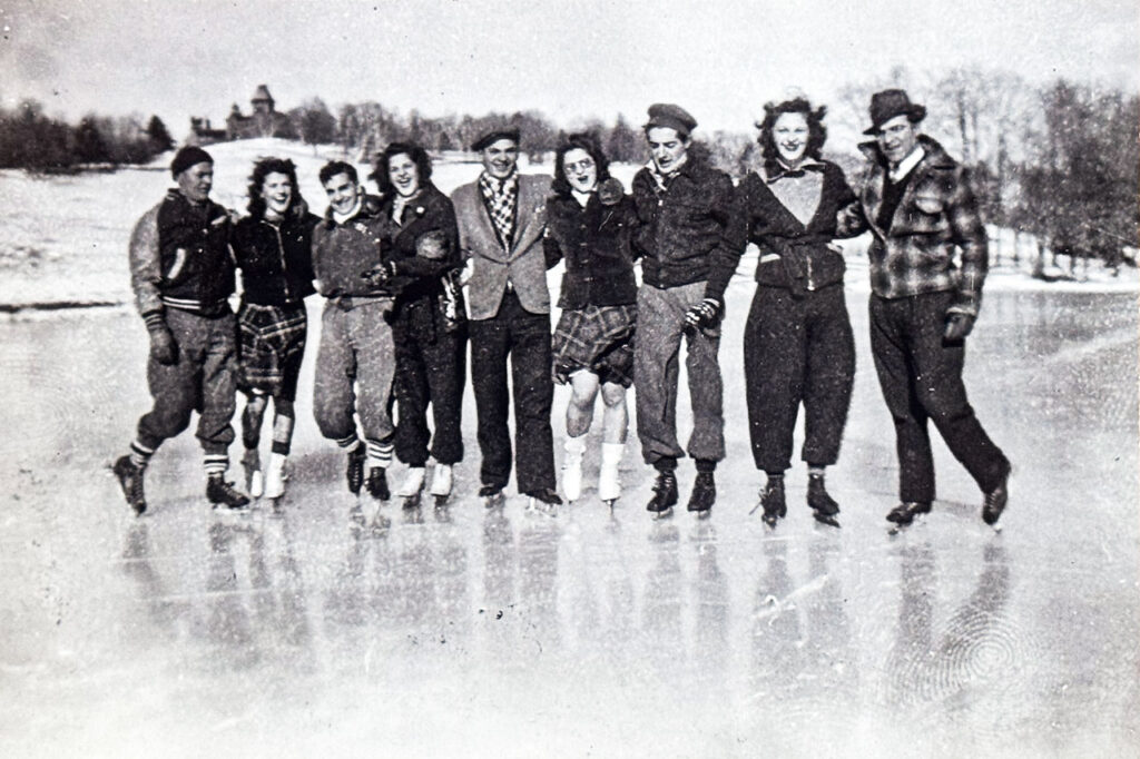 Members of the Pizza family on the Olana lake when ice skating was still permitted. (It no longer is!). Click here for their names