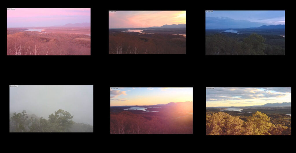 A collage of views from The Olana Eye SkyCam, used with permission from The Olana Partnership. Visit the SkyCam here