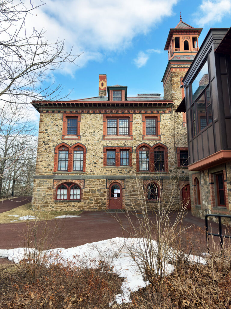 The gorgeous diversity of windows on the north side of the Olana house. Photo by Annik LaFarge, author of Composing Olana
